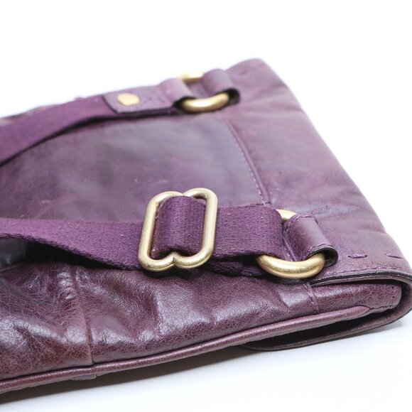 Vintage Y2K Juicy Couture Plum Purple Leather Crossbody Bag Gold Tassel - Picture 11 of 16
